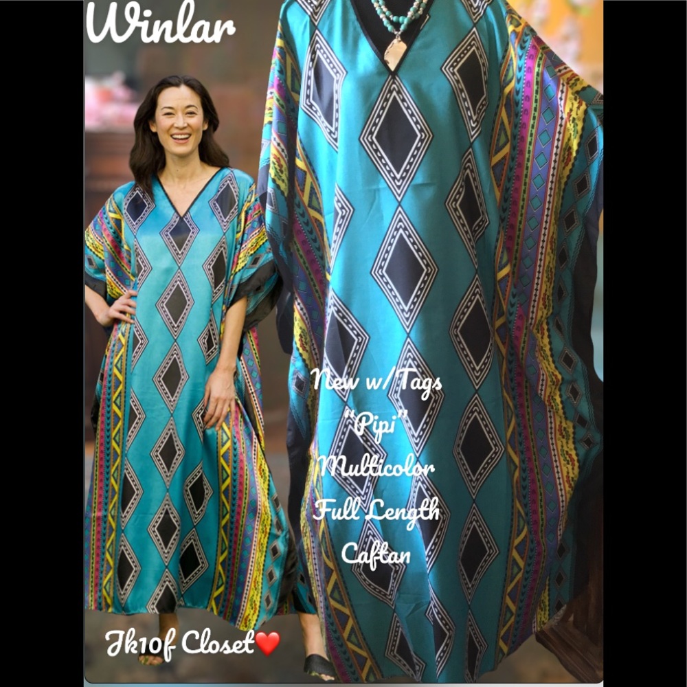 LOWEST🌺 NWT WINLAR (Fits Sizes 0 to4X) TURQUOISE DIAMOND COVERUP/CAFTAN